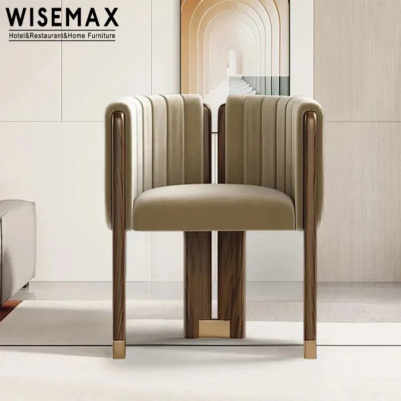 WISEMAX мебель итальянское роскошное обеденный стул мягкий бархатный тканевый деревянный каркас с подлокотником для отдыха в гостиной