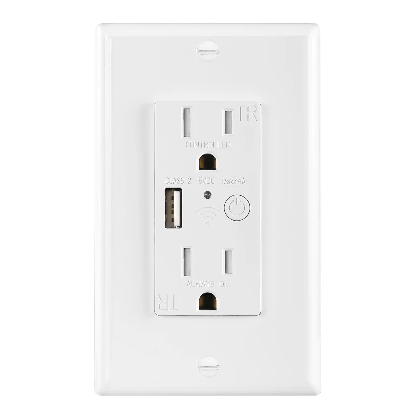 In-Wall Outlet US 120V 15A Tuya Smart Power Socket WIFI Outlet Amazon Alexa Google Home