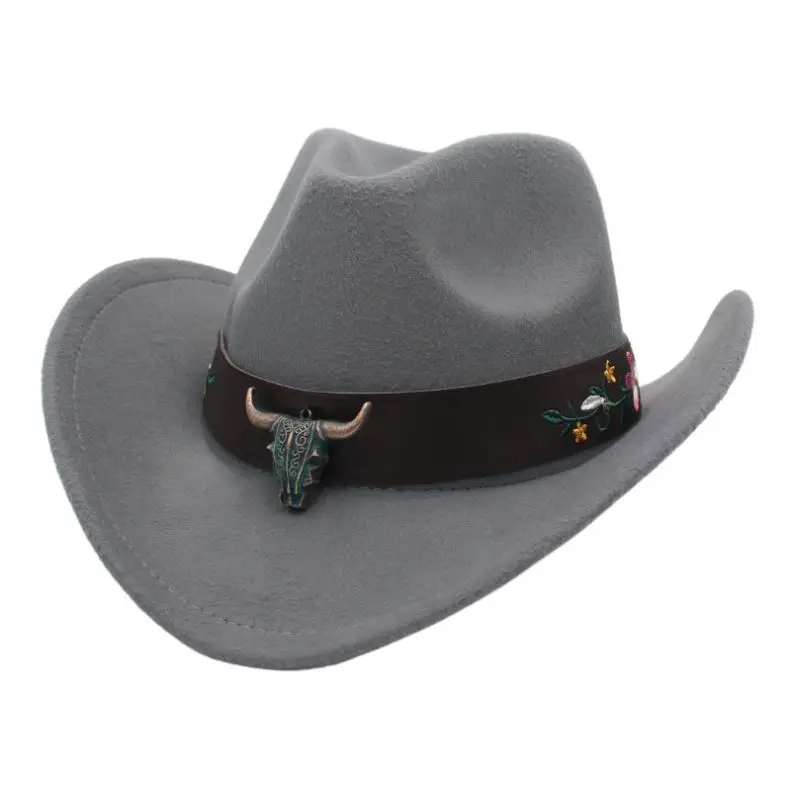 Dingkou Stetson Cowboys Hats Solid Color Wool Felt Outdoor Hat for Men Women with Band
