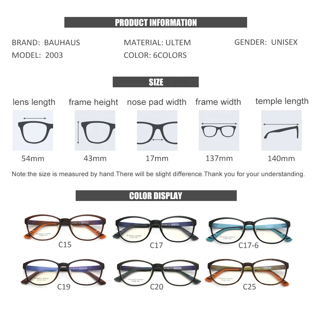 G2003 Cheap New Glasses Ultem Frame High Quality Optical Glasses