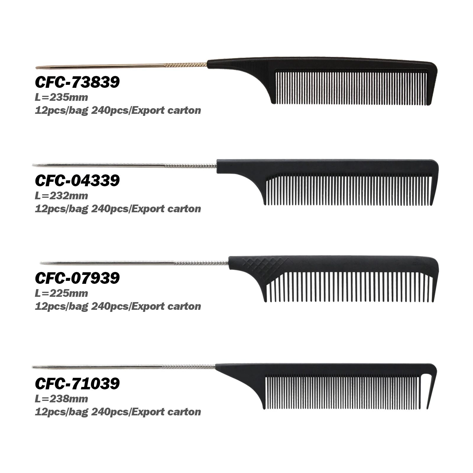 Professional Anti-static Black Carbon Fiber Comb For Parting Hair