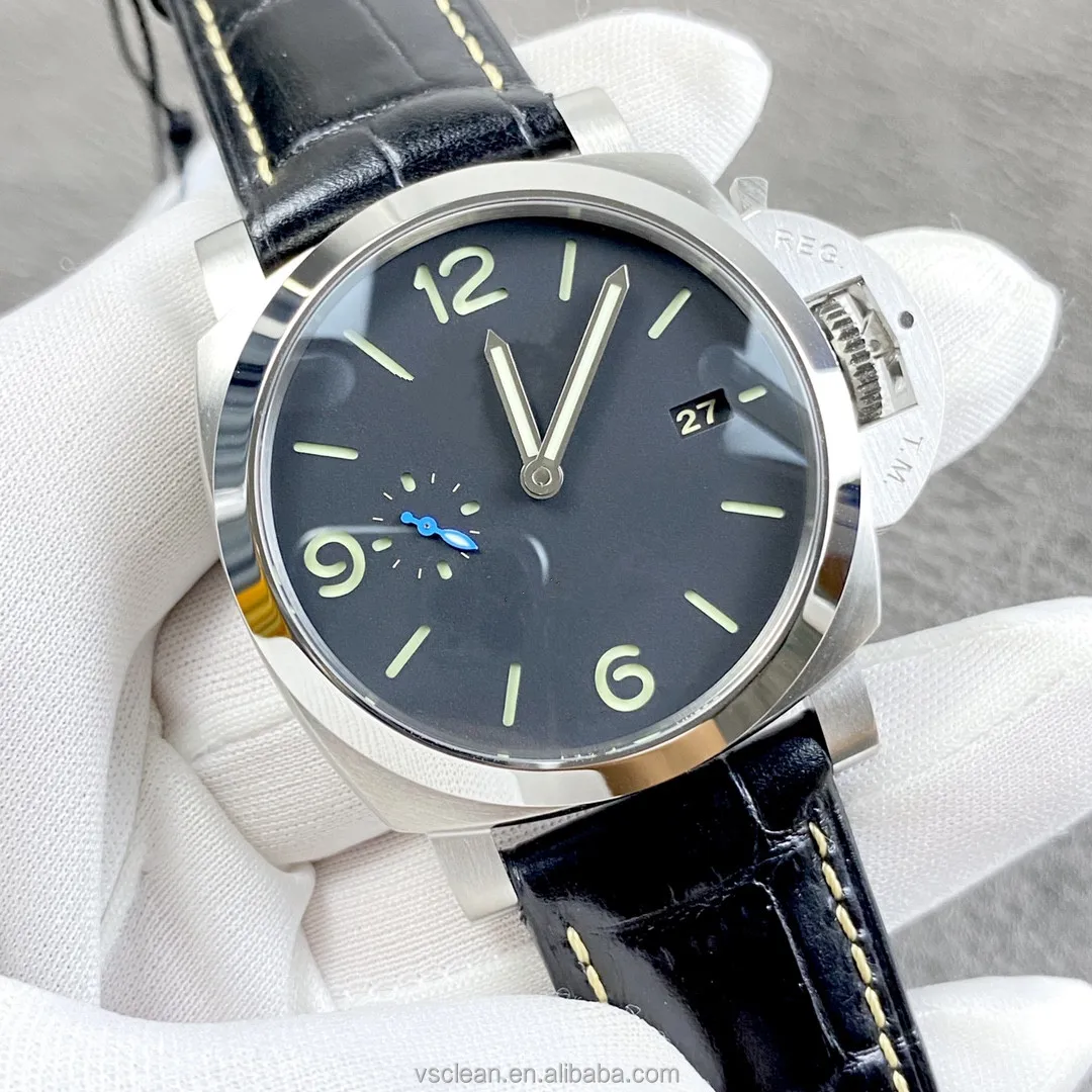 VS Factory PAM1312 Ограниченная серия классические часы для дайвера из углеродного волокна 44 мм с ремешком коровьей кожи стеклянный циферблат аналоговый механизм