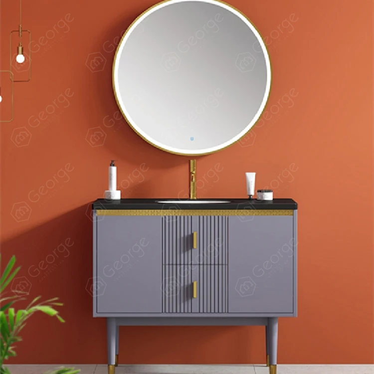 
Bathroom cabinet combination light luxury Italian style washbasin cabinet solid wood floor cabinet 