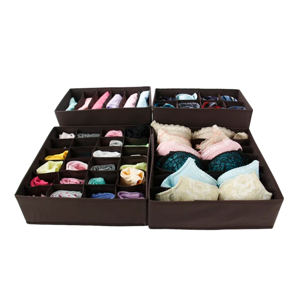 4 PCS Home Use Foldable Closet Organizer Drawers Underwear Storage Bins