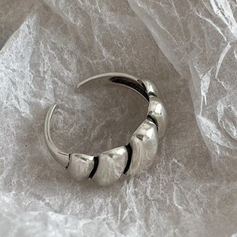 Punk Geometric Minimalist Irregular Twined Finger Rings for Women Girls INS Fashion Silver Color Open Rings Personality Jewelry