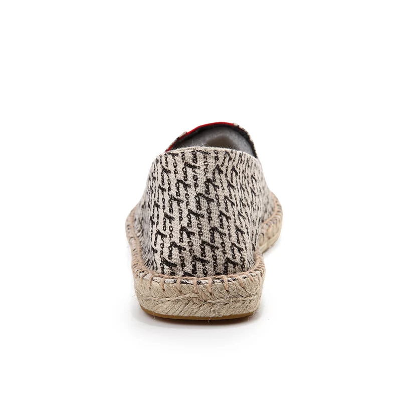 Customized Letter patterns closed toe grossistes barefoot espadrilles womens men flat jute espadrilles shoes