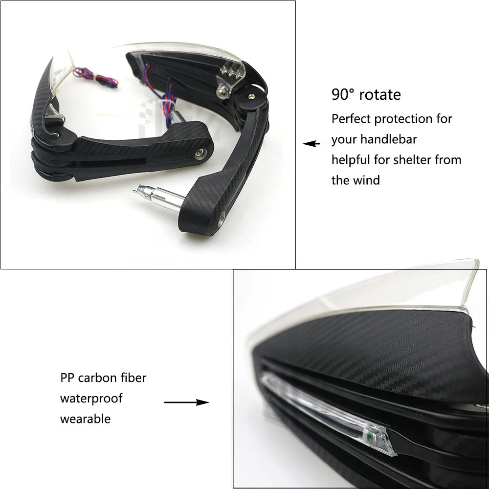 Motorcycle LED Hand Guards Carbon Handguards Turn Signal Light Hand Protection Universal for KTM Ducati Honda Kawasaki Yamaha