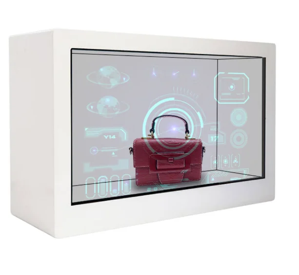 see through touch screen show case Lcd transparent display box