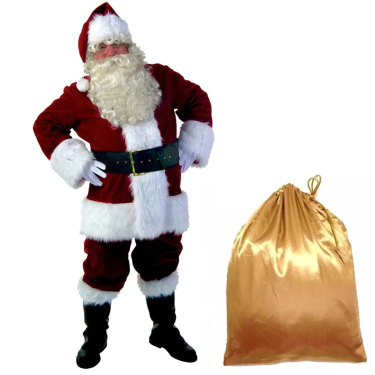 Factory Directly Luxury Velvet  Adults Men Cosplay Suits Christmas Show Santa Claus Costume