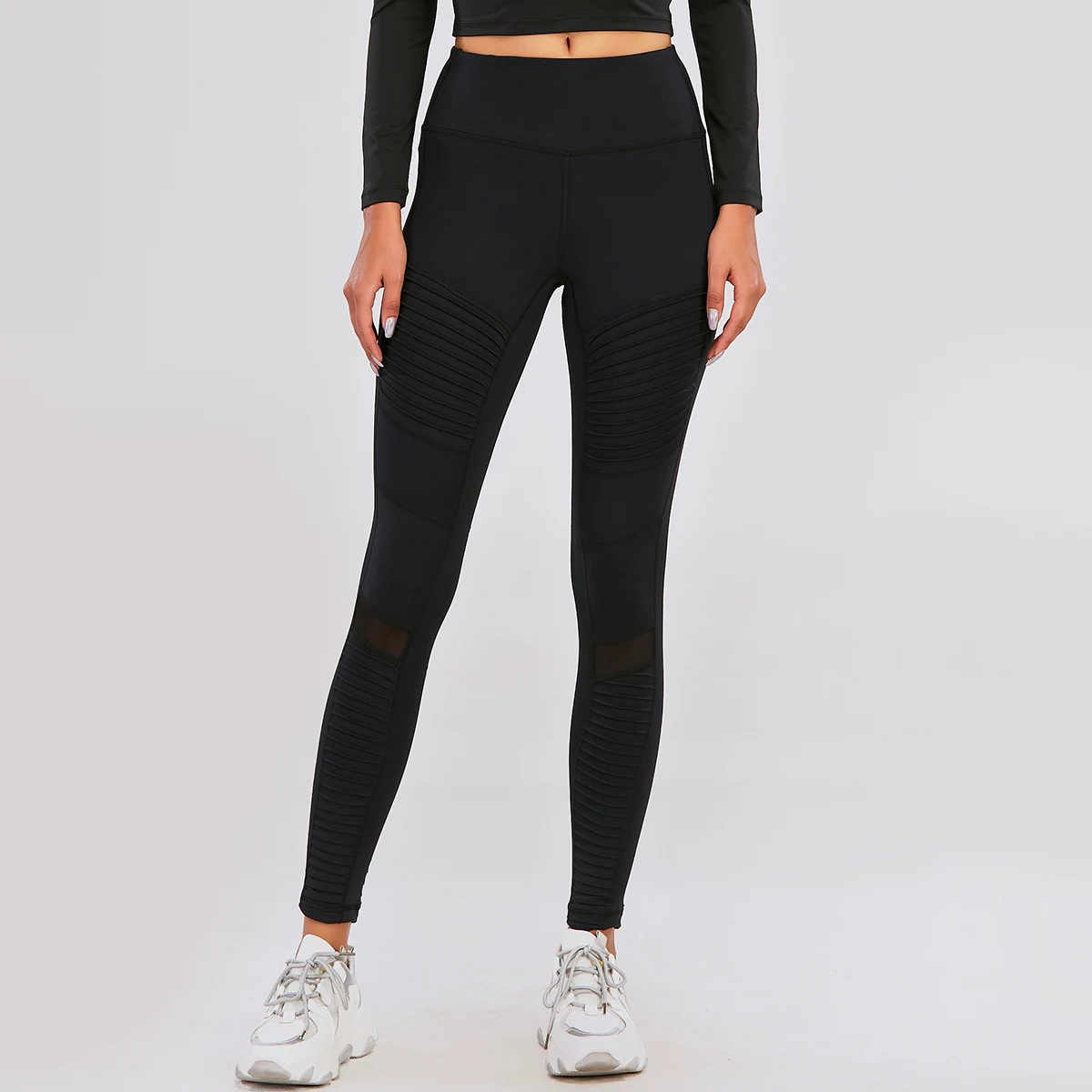 JIEJIN Good Quality Woman Soft Nylon Spandex High Waisted Gym Fitness Sports Tights Leggings