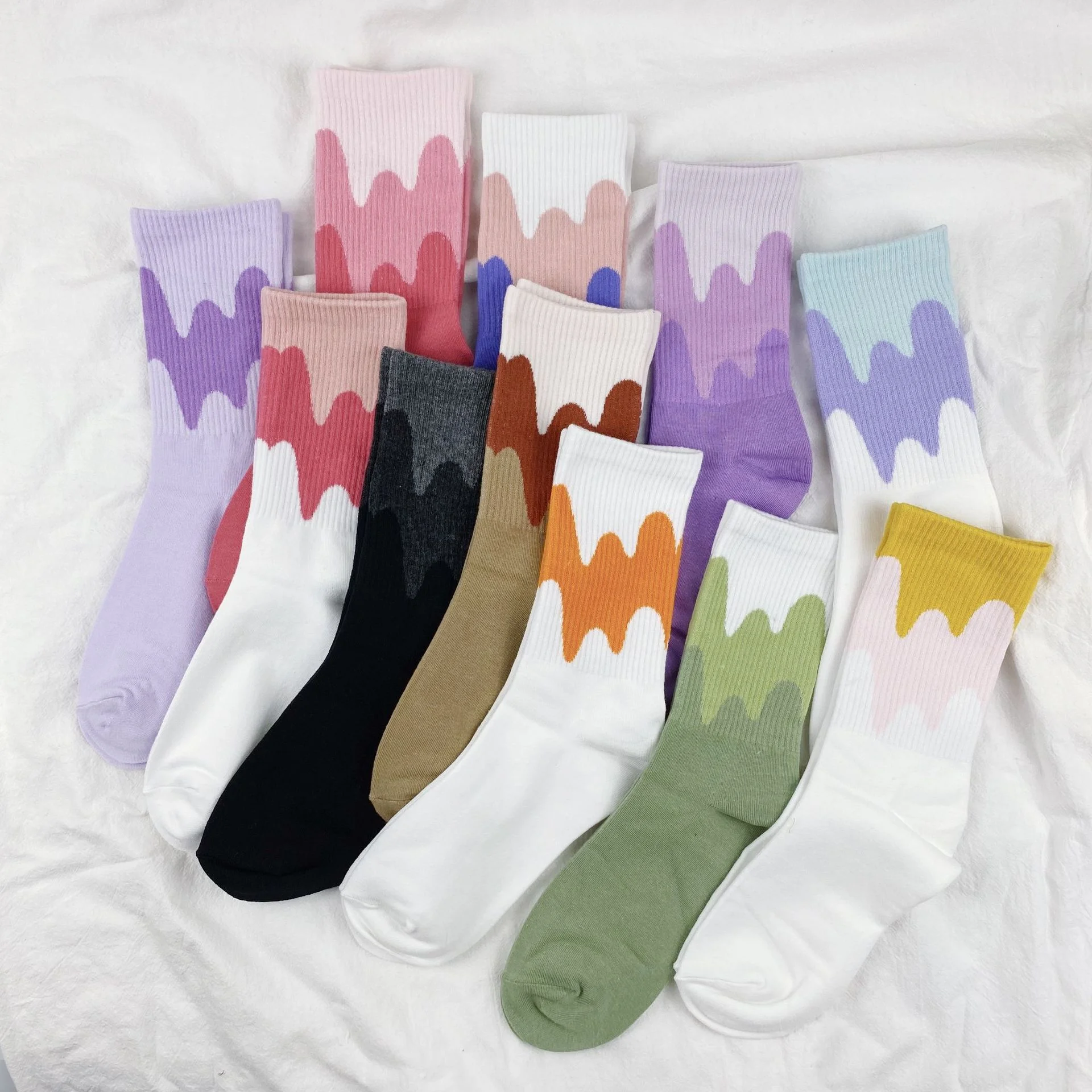Hf comfortable flowed knitting cotton long socks stocking for men women