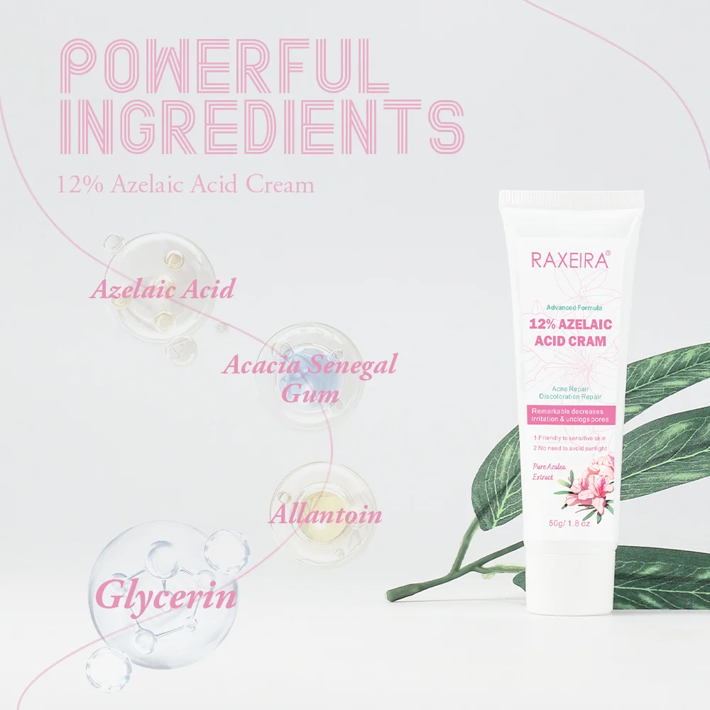 12% Azelaic Acid Natural Whitening Facial Cream Acne Treatment Pimples Dark Spot Remover Face Azelaic Acid Anti-acne Cream