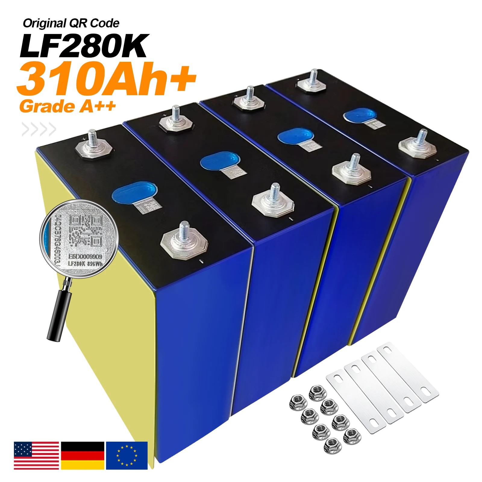 EU Stock 3.2V 280Ah Lifepo4 Battery LF280K MB30 MB31 Lifepo4 cell 306Ah 310Ah 330Ah Lifepo4 akku For 48V 51.2V Solar storage