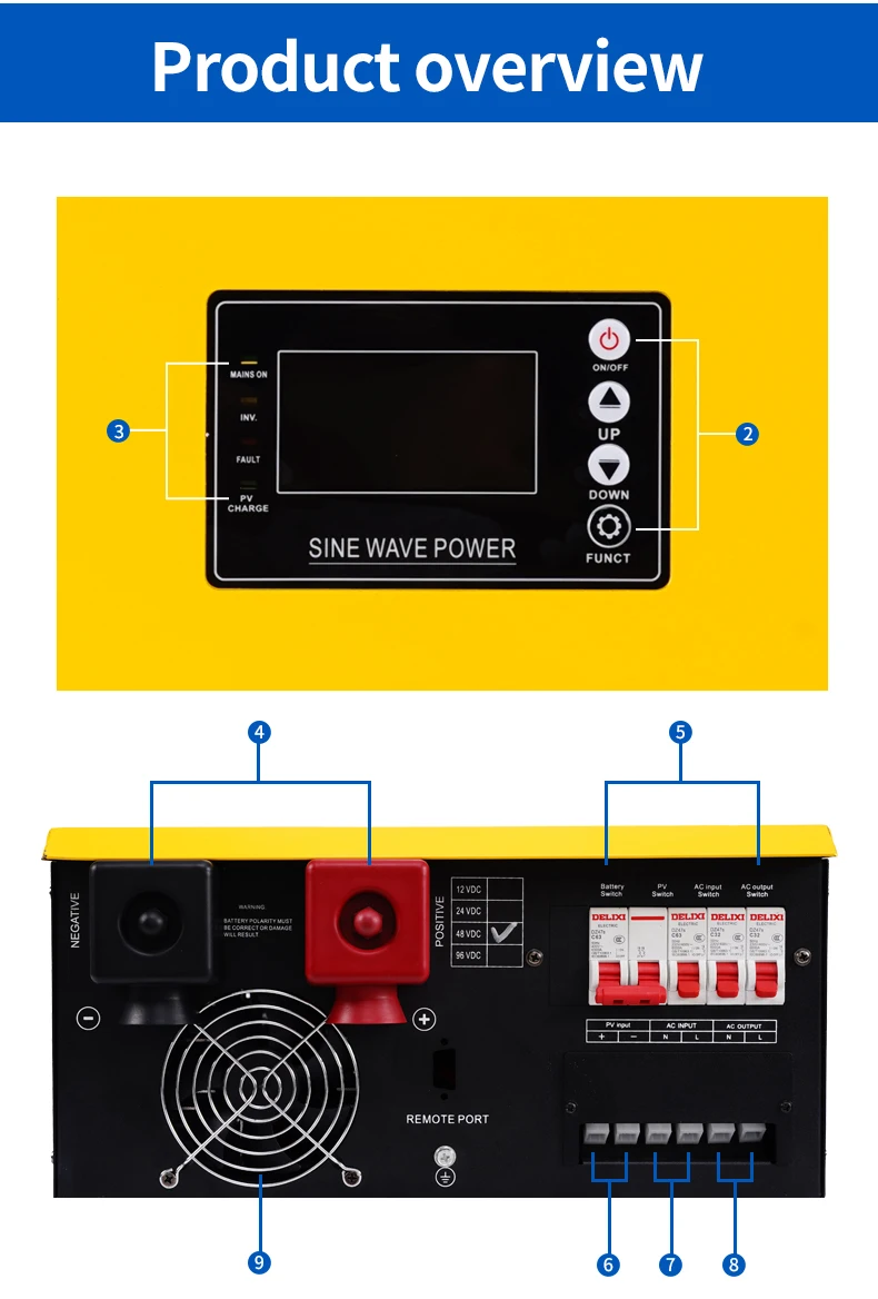 2kw 3KW 5000W Hybrid off grid Solar inverter with MPPT complete system Tororidal Transformer Hybrid Solar Power Inverter