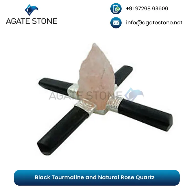  Высококачественный черный турмалин и Натуральный Необработанный розовый кварцевый генератор энергии