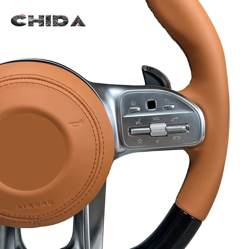 Brown Leather Piano Finish Steering Wheel for Mercedess Benzs W212 W213 W204 W177 W176 W447AMG GLE CLA