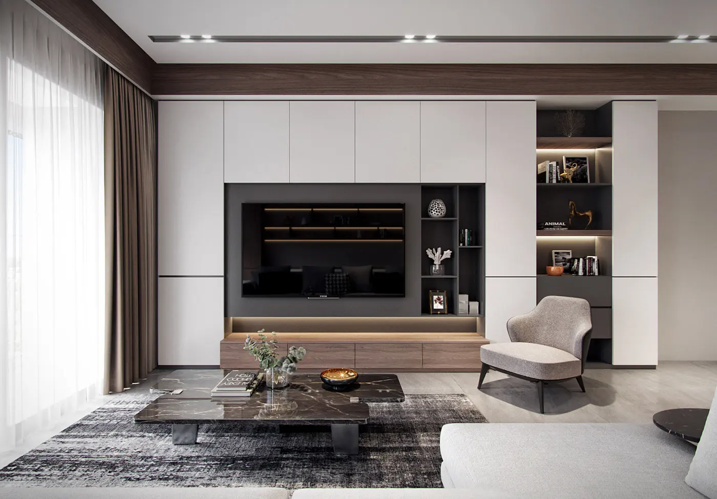 CREATION Luxury Design Led Strip Melamine Wood Hotel Bedroom Furniture For Project