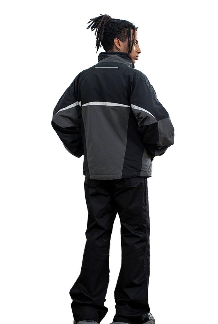 Good look wind and waterproof color patchwork double-layer stand-up collar trench coat