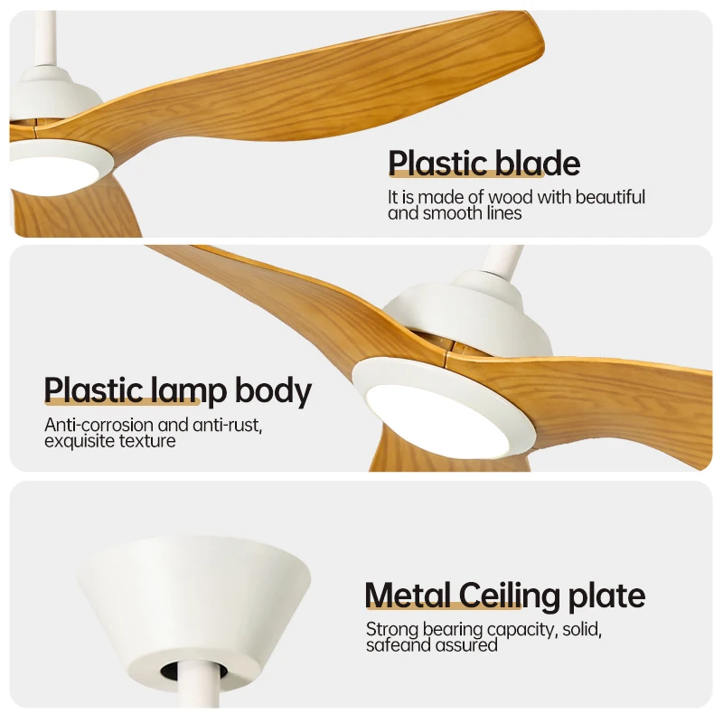 Modern Simple LED Ceiling Fans with Remote Control BLDC DC Motor 3 Blades for Home-Silient Living Room & Bedroom Fans