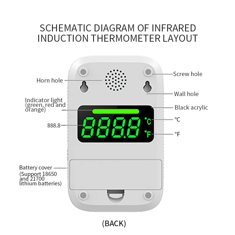 B5 thermometer touch-free sub-zero low temperature high temperature 11 countries voice version 4000 hours standby time