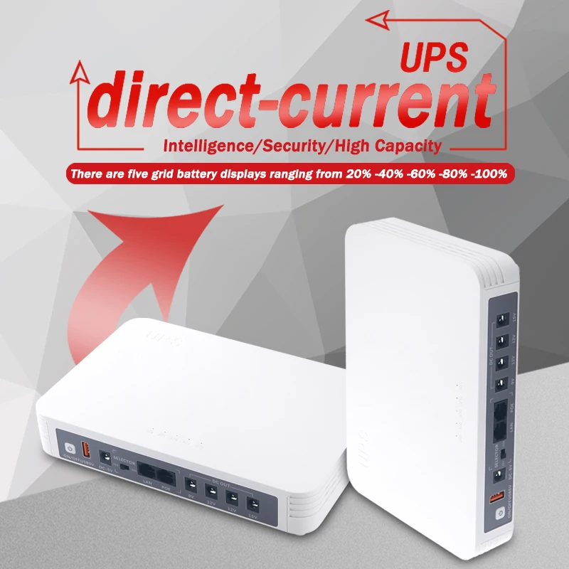 Мини-онлайн ИБП с литиевой батареей 24 Вт однофазный светодиодный дисплей для Wi-Fi маршрутизатора молниеносной защитой от 5 В до