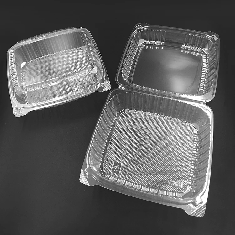 Recyclable baking supplies clear plastic container food box clamshell packaging custom cake boxes
