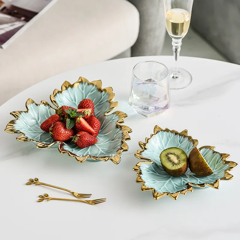 NEW Unique Porcelain Maple Leaf Salad Fruit Dessert Plate Ceramic Serving Plate Jewelry Maple Snack Tray