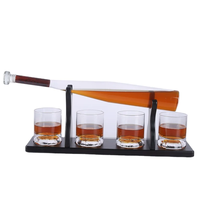 Best Price Baseball Bat Whiskey Decanter and 4 Baseball Whiskey Glasses Baseball Decanter Made For Whiskey, Spirits