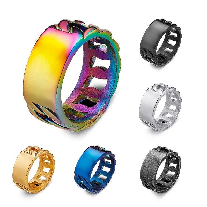 Customized 18k gold plated stainless steel summer hollowed out jewelry signature ring gold from  Chinese jewelry factory