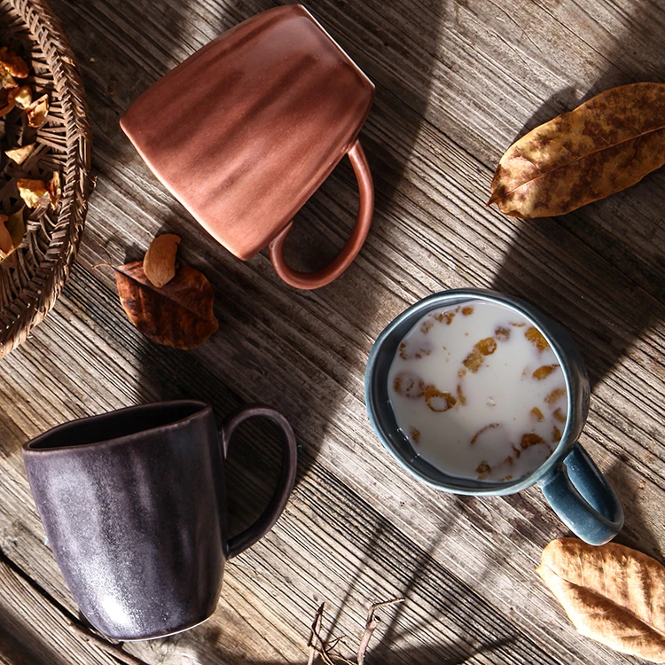 Factory advanced design wholesale handmade stoneware porcelain tea water mug color glazed ceramic coffee mug