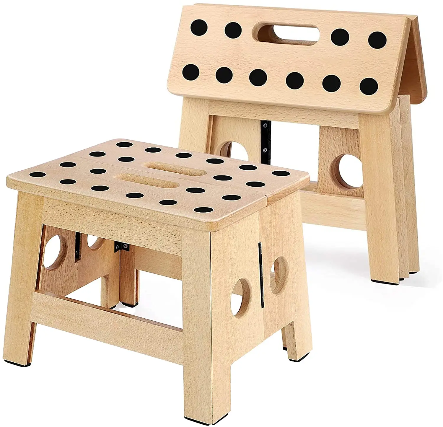 Upgraded Bamboo Wooden Step Stool for Kids Children&Adult Folding Portable Chair for Living Room Bedroom Laundry Room or outdoor