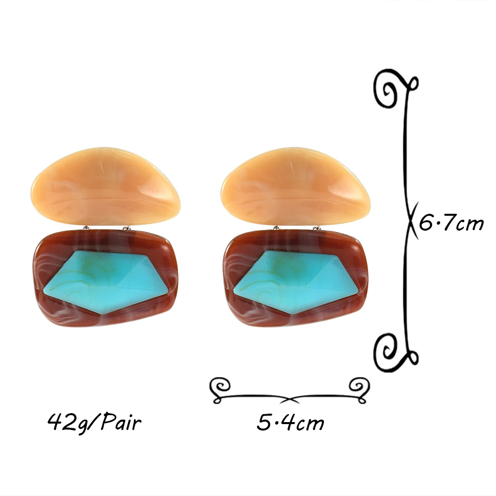 Vintage Geometric Resin Stone Earrings for Women Statement Acrylic Multicolor Irregular Drop Earrings Jewelry