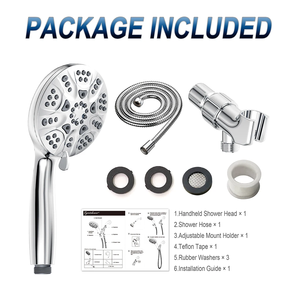 Hot Selling Wholesale Bathroom Plastic Chrome 6 Function Rain Hand Shower Set with Hose Shower Head