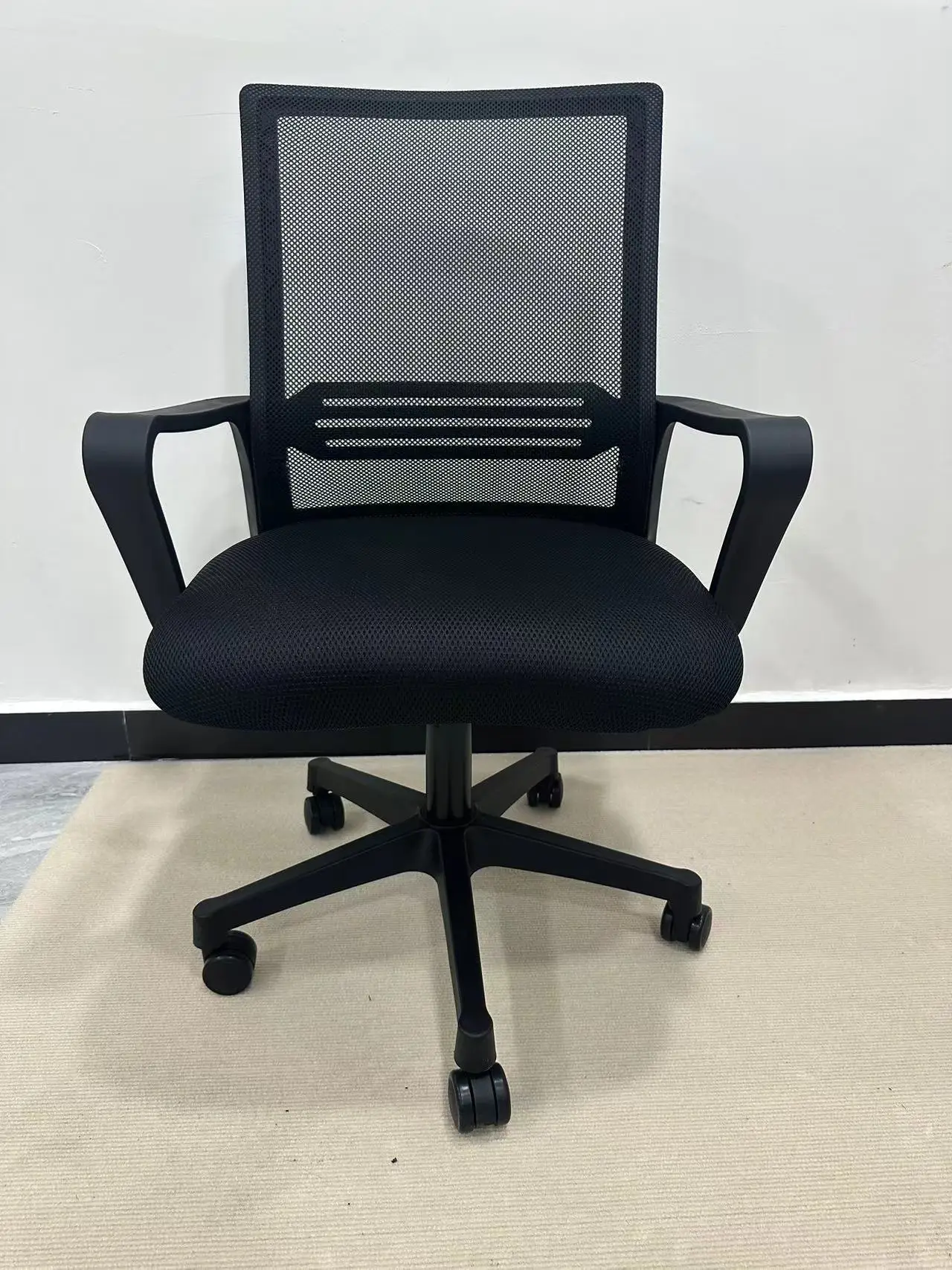 Black Mesh Back Steel Leg Upholstered Chrome Staff Visitors Armchair Ergonomic Computer Office Chairs