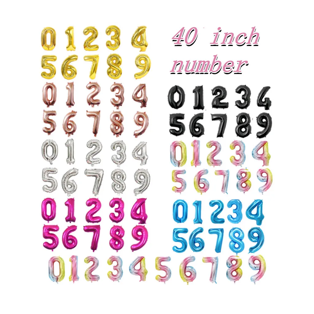 Золото и серебро, розовое золото, 40-дюймовый ЖК-цифровой тонкий шарик из фольги в форме 42-дюймовый Цифровой шар украшения для вечеринок по случаю Дня рождения воздушный шар с гелием