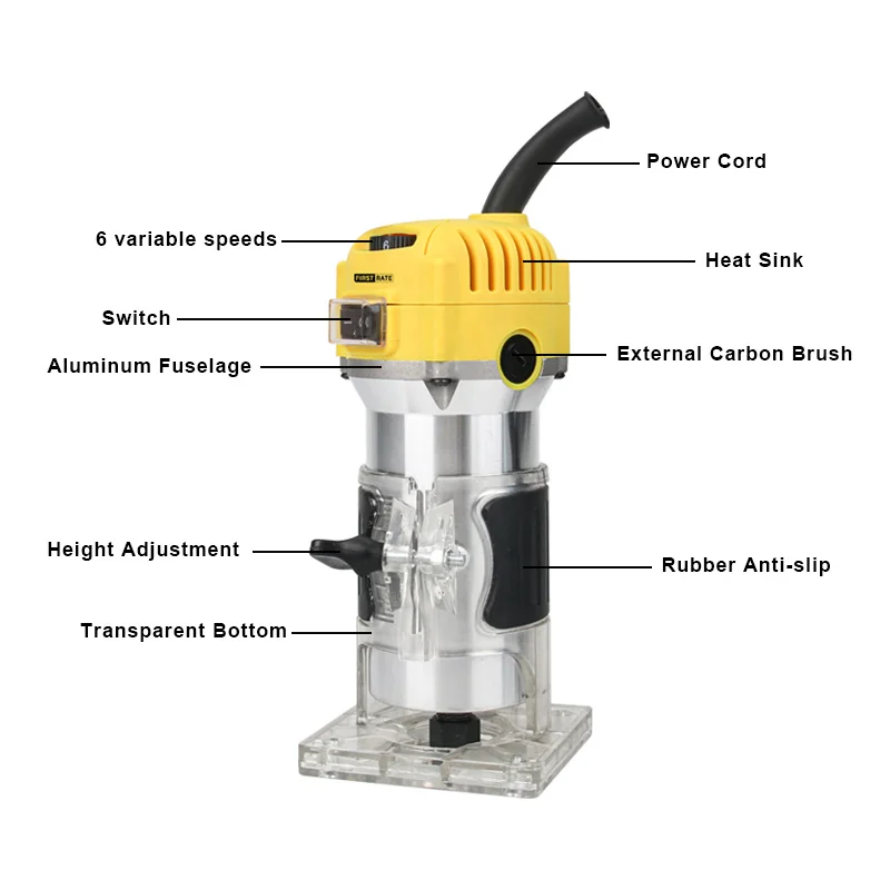 Hand Wood Electric Router Edge Trimmer Metal Blade Wood Router Machine