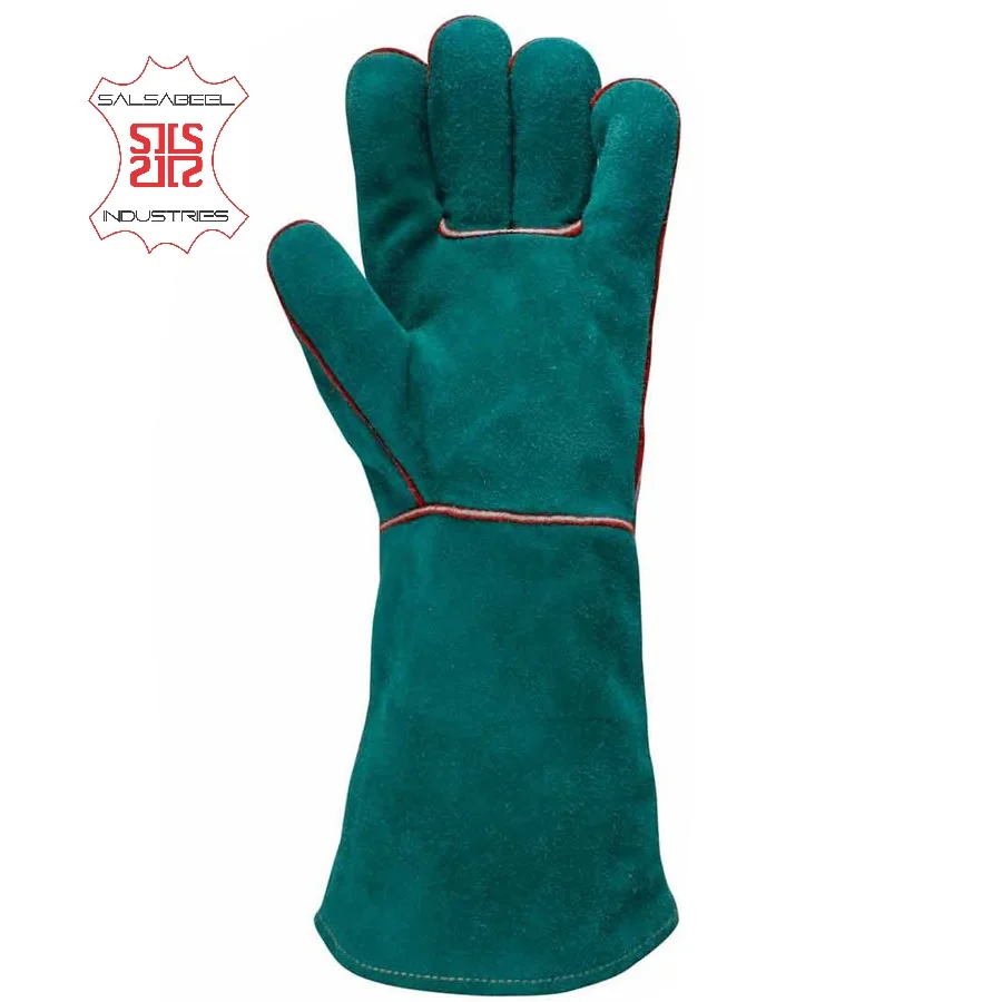 Custom Tig and Mig Welding Hand Gloves red cow split top grade for safety and protection glove