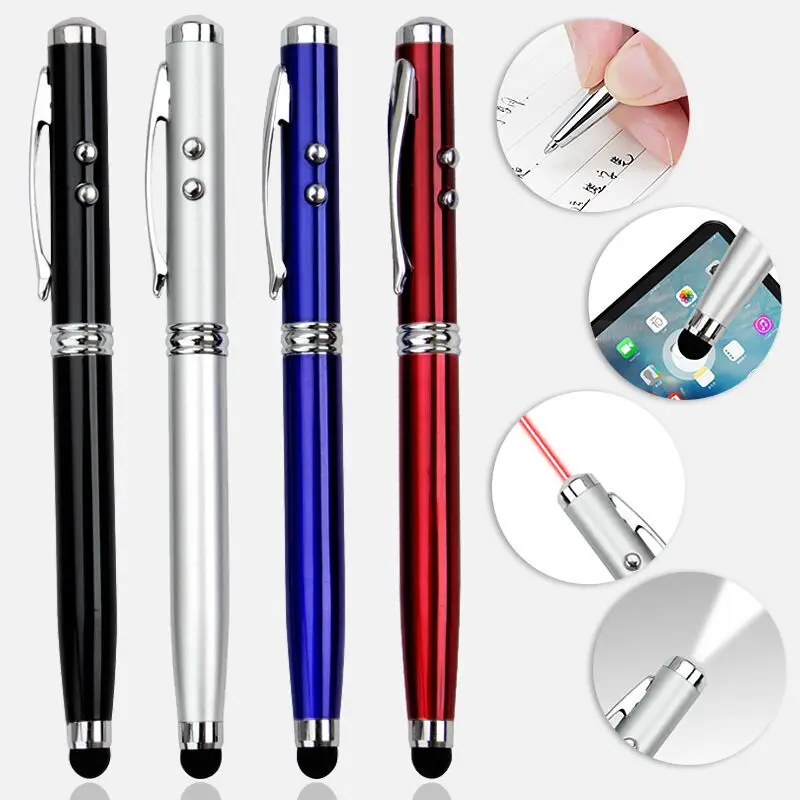 Compatible 4 in1 LED Laser Pointer Torch Touching Screen Stylus Ballpoint Pen Infrared Light  Electronic Pen