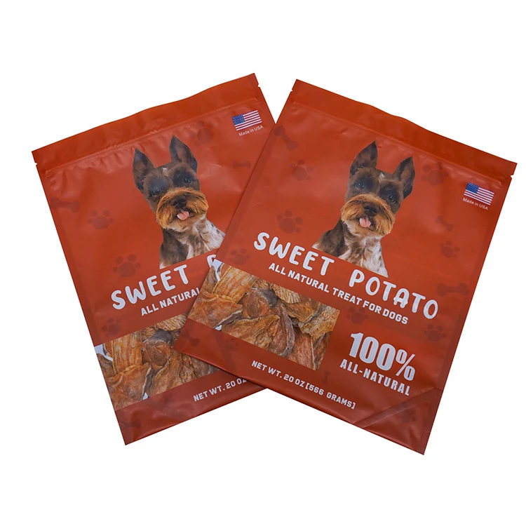 Custom Logo Printed Resealable Pet Treat Food Stand Up Zipper Pouch Bag for Pet Food