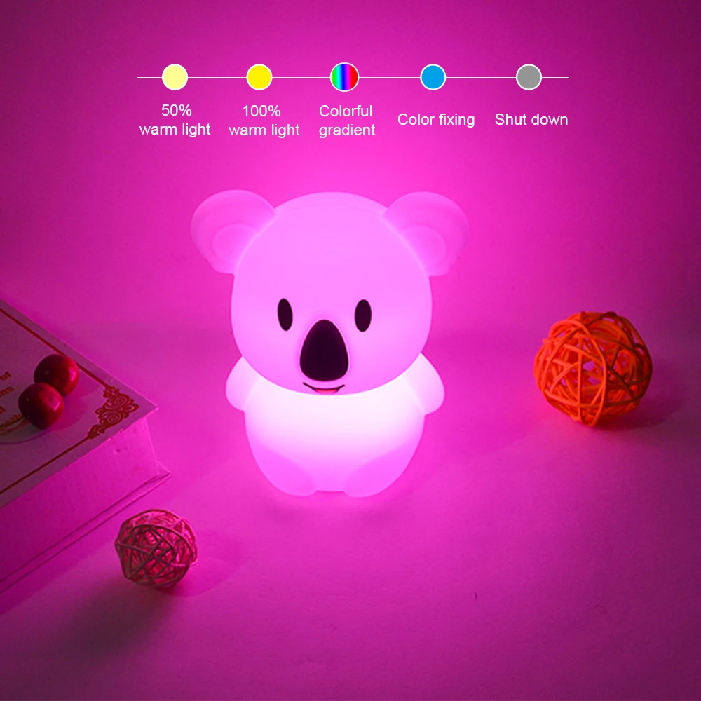 New 3D Koala Commercial Lighting Creative Cartoon Color Changing Remote Control Baby Liverpool LED lamp
