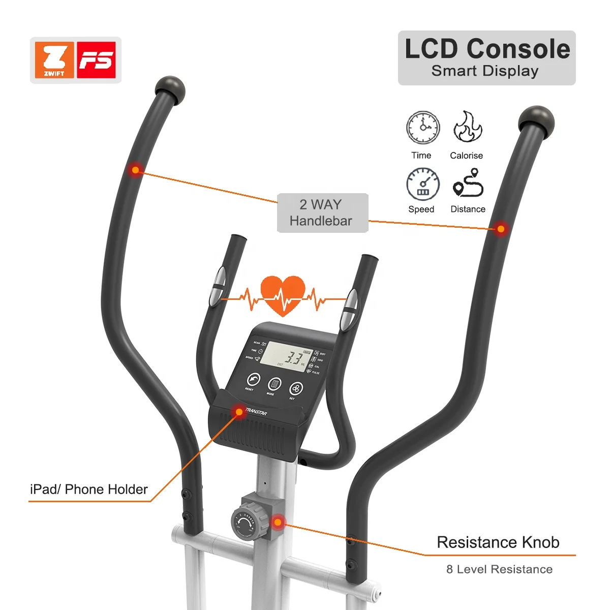 Elliptical Machine Home Use Orbitrack Elliptical Cross Trainer with 3-PC Crank