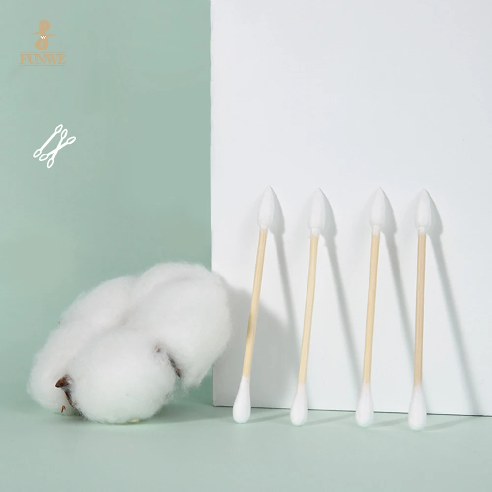 Customization Bamboo Fabrication Biodegradable Non-Pollution Cotton Swab Stick Wooden Cotton Swab