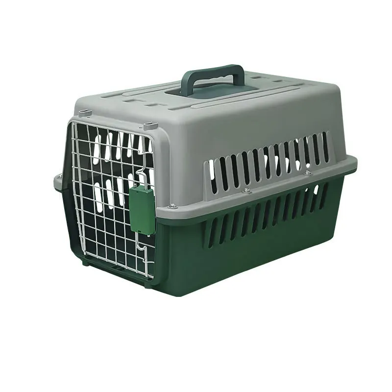 Luxury Portable Outdoor Dog Kennel Breathable Pet Travel Carrier Cage Easy Movement Small Animals Solid Mesh Steel Plastic Iron