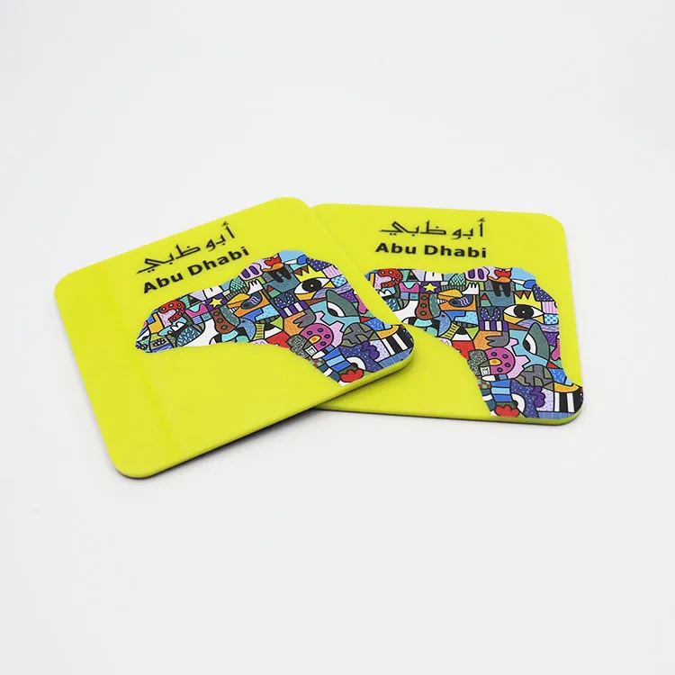 Custom Bar Beer Coaster Printed Logo Promotional  3D Round Acrylic Yellow Coaster For Drink Cup Mat set