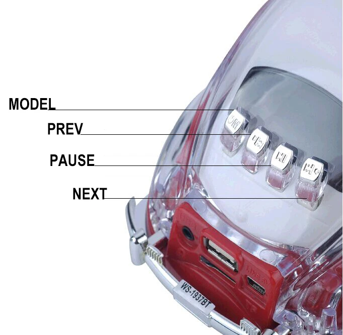 Outdoor Subwoofer Portable WS1937BT Taxi Car Wireless Speaker With Led Flashing Colorful Metal Bass BT Speaker For Mobile Phone