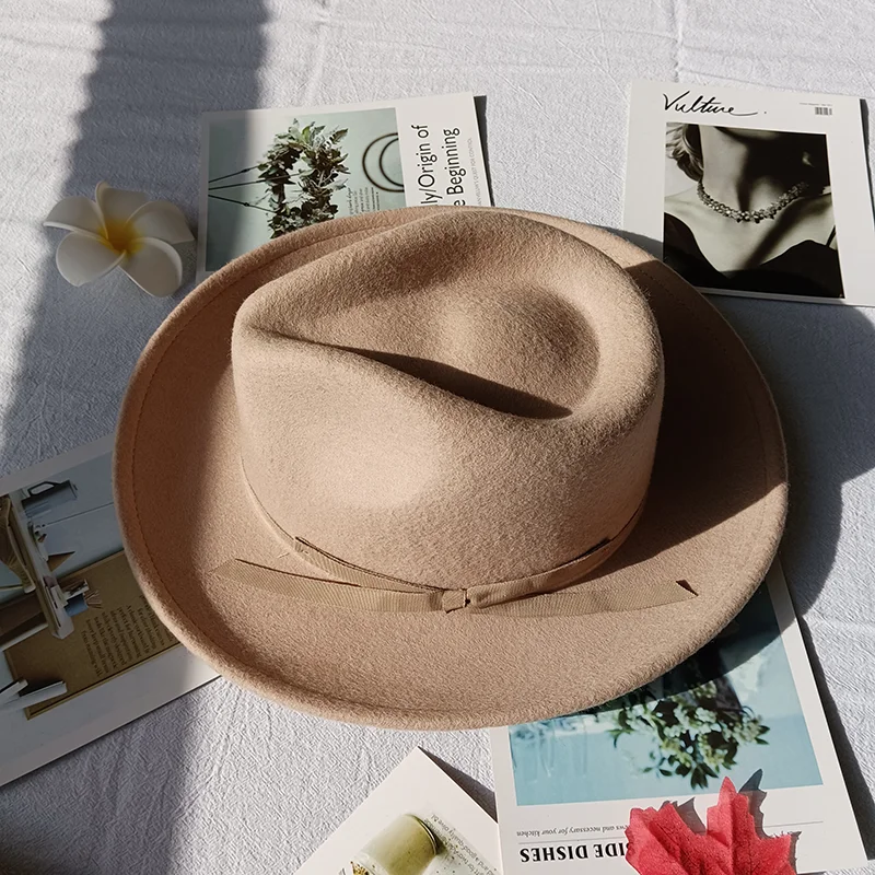Fashion Design Teardrop Style Top 100% Australian Wool Felt Fedora Hat