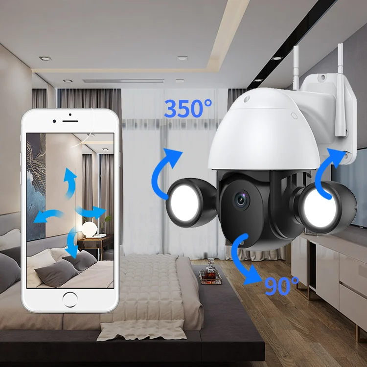 Wireless 3MP Tuya WIFI Floodlight POE PIR Tracking PTZ CCTV Security 360 On vif Waterproof Camera Home Security System