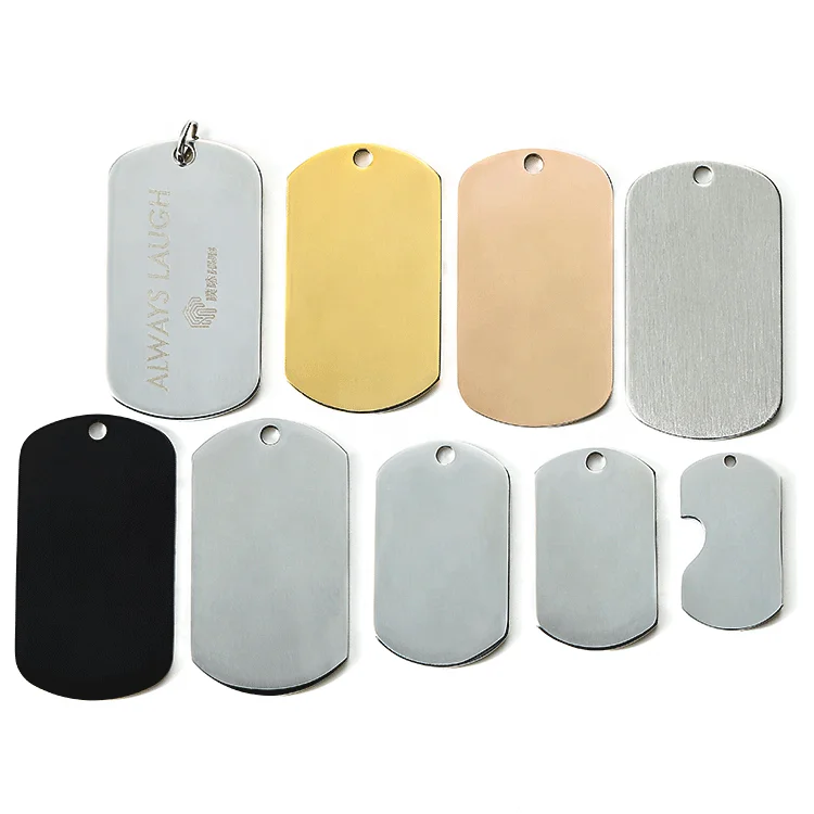 
Factory custom rose gold black stainless steel blank metal dog tag with necklace 