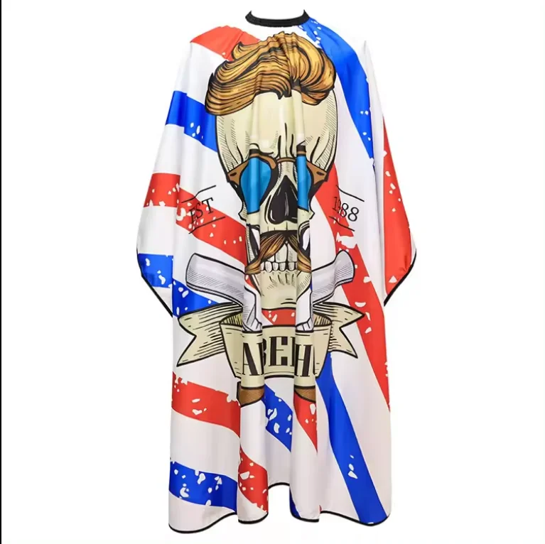 Hair salon dedicated hair salon pirate element red blue and white hairstylist hairdressing cloak
