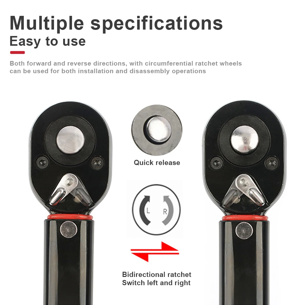 1/4 1/2 3/8 Inch 5-210Nm CRV Auto Repair Spanner Drive Click Ratchet Torque Wrench